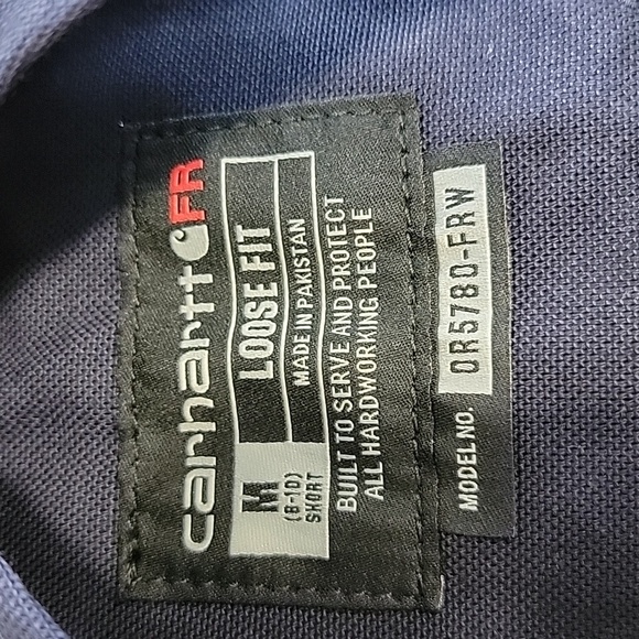 Carhartt FR Size M (8-10 Short) Loose Fit Navy Blue Utility Overalls - Picture 16 of 16